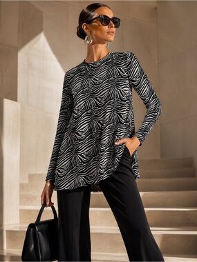 Norma Kamali Zebra Print Long Sleeve Top Women’s Size Small